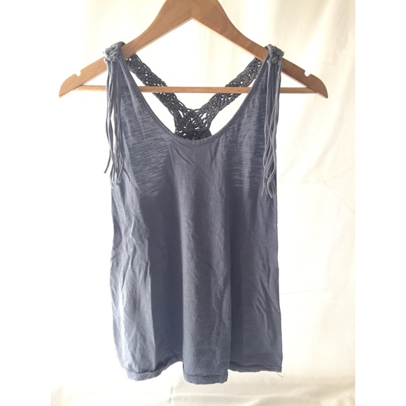 New Collection Tops - Blue tank top with braided straps